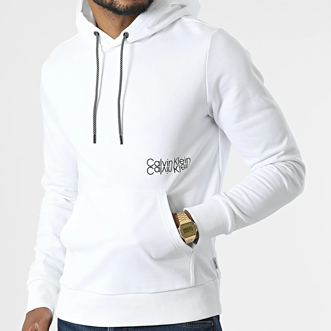 Meilleur prix ❤️ Sweat Capuche 8866 Blanc de Calvin Klein 🛒 3 Meilleur prix ❤️ Sweat Capuche 8866 Blanc de Calvin Klein 🛒 – Image 3