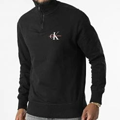 Acheter 🌟 Sweat Col Zippé 0026 Noir de Calvin Klein ❤️