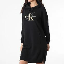 De gros ❤️ Robe Sweat Capuche Femme 8343 Noir de Calvin Klein 😀