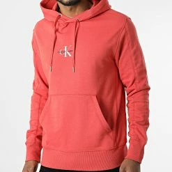 Nouveau 👍 Sweat Capuche Monogram Logo 9698 Rouge de Calvin Klein 🛒