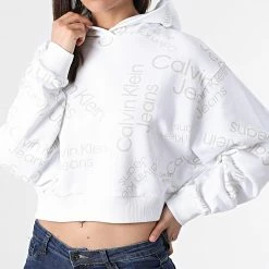 Les meilleures critiques de 🥰 Sweat Capuche Femme Crop 8101 Blanc de Calvin Klein ⭐