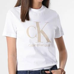 Grosses soldes ✔️ Tee 👕 Shirt Femme 8264 Blanc de Calvin Klein ✔️