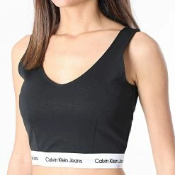 De gros 🤩 Top Crop Femme 8278 Noir de Calvin Klein 😉 -Calvin Klein Soldes Magasin calvin klein 304138 J20J218278 BEH 20220223T154424 03