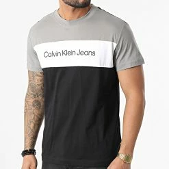 Promo 🛒 Tee 👕 Shirt 0184 Noir Gris Blanc de Calvin Klein 😍
