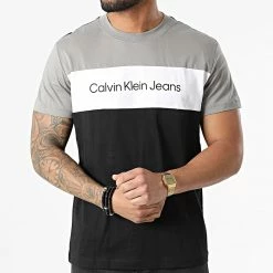 Promo 🛒 Tee 👕 Shirt 0184 Noir Gris Blanc de Calvin Klein 😍 -Calvin Klein Soldes Magasin calvin klein 304362 J30J320184 BEH 20220224T163518 03