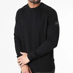 Meilleure affaire 👏 Pull En Maille Slub Texture 8639 Noir de Calvin Klein ⌛ -Calvin Klein Soldes Magasin calvin klein 304865 K10K108639 BEH 20220222T162938 03