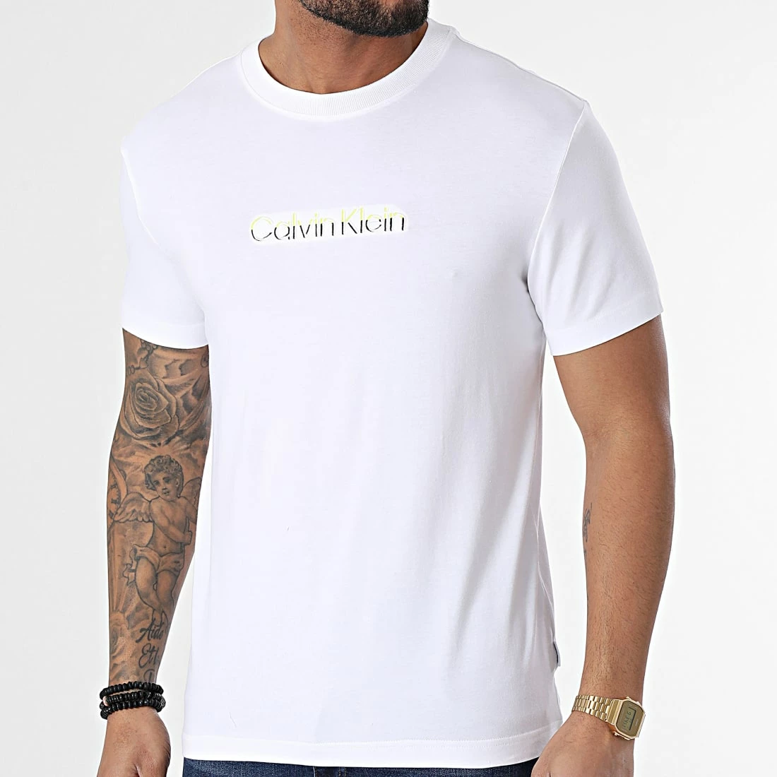 Remise ✔️ Tee 👚 Shirt Multi Color Logo 8834 Blanc de Calvin Klein 🎁 1 Remise ✔️ Tee 👚 Shirt Multi Color Logo 8834 Blanc de Calvin Klein 🎁