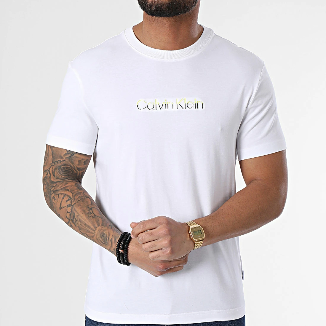Remise ✔️ Tee 👚 Shirt Multi Color Logo 8834 Blanc de Calvin Klein 🎁 3 Remise ✔️ Tee 👚 Shirt Multi Color Logo 8834 Blanc de Calvin Klein 🎁 – Image 3