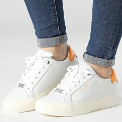 Nouveau ❤️ Baskets Femme Vulcan Lace Up 0839 White de Calvin Klein 🎉
