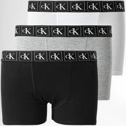 Acheter 🌟 Lot De 2 Boxers Enfant B70B700376 Blanc Noir Gris Chiné de Calvin Klein 💯