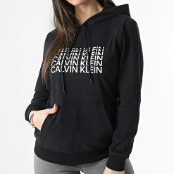 Promo 🔔 Sweat Capuche Femme GWH1W313 Noir de Calvin Klein 🔥