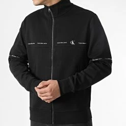 Coupon 😉 Veste Zippée Repeat Logo 0027 Noir de Calvin Klein 🥰