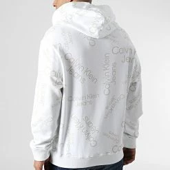 Nouveau 🎁 Sweat Capuche 0030 Blanc de Calvin Klein 🥰 -Calvin Klein Soldes Magasin calvin klein 307143 J30J320030 YAF 20220307T160256 04