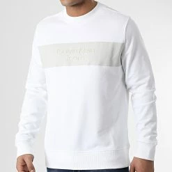 Sortie 🎁 Sweat Crewneck Blocking Institution 0033 Blanc de Calvin Klein 😉