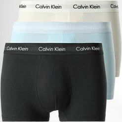 Sortie 🔥 Lot De 3 Boxers Cotton Stretch U2664G Beige Bleu Clair Noir de Calvin Klein 🥰
