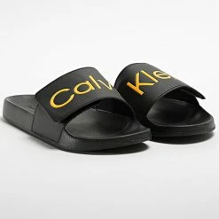 Nouveau 👍 Claquettes Pool Slide Adjustable 0454 Black Orange Flash de Calvin Klein 👍