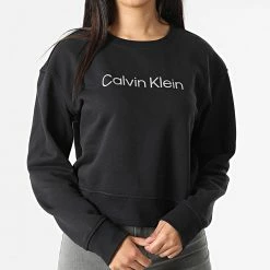 Offres 🤩 Sweat Crewneck Femme 2W312 Noir de Calvin Klein 😀