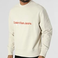 Nouveau 😀 Sweat Crewneck J30J320032 Beige de Calvin Klein 🔥