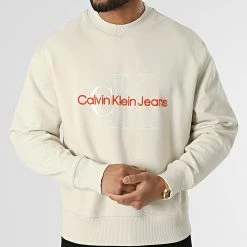Nouveau 😀 Sweat Crewneck J30J320032 Beige de Calvin Klein 🔥 -Calvin Klein Soldes Magasin calvin klein 314415 J30J320032 ACF 20220414T161552 03