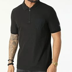Coupon 👍 Polo Manches Courtes A Poche Poitrine Tech Repreve Pique 8729 Noir de Calvin Klein ✔️