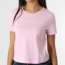 Vente flash ⌛ Tee 👕 Shirt Femme 9003 Rose de Calvin Klein 🧨 -Calvin Klein Soldes Magasin calvin klein 315537 J20J219003 TOE 20220429T160709 03