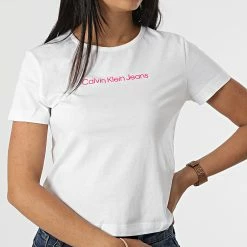 Budget 🥰 Tee 👚 Shirt Femme 9003 Blanc de Calvin Klein 💯