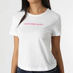 Budget 🥰 Tee 👚 Shirt Femme 9003 Blanc de Calvin Klein 💯 -Calvin Klein Soldes Magasin calvin klein 315540 J20J219003 YAF 20220429T160503 03