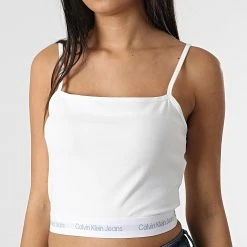 Budget ✨ Débardeur Femme Crop 9129 Blanc de Calvin Klein 🧨 -Calvin Klein Soldes Magasin calvin klein 315556 J20J219129 YAF 20220429T160450 03