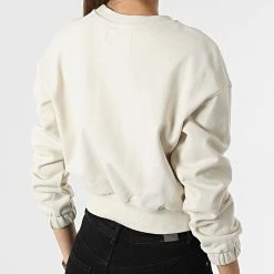 Nouveau 😀 Sweat Crewneck Femme Crop 8165 Beige de Calvin Klein 😍 -Calvin Klein Soldes Magasin calvin klein 315891 J20J218165 ACF 20220512T155116 04