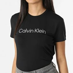 Budget 💯 Tee 👚 Shirt Femme Crop 2K140 Noir de Calvin Klein 🛒