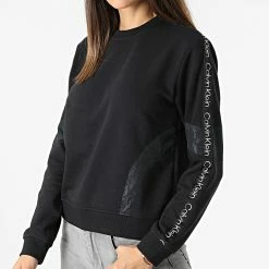 Le moins cher 🛒 Sweat Crewneck A Bandes GWS2W316 Noir de Calvin Klein 🌟