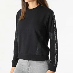 Le moins cher 🛒 Sweat Crewneck A Bandes GWS2W316 Noir de Calvin Klein 🌟 -Calvin Klein Soldes Magasin calvin klein 317314 GWS2W316 BAE 20220513T161200 03
