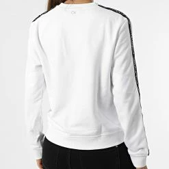 Le moins cher ✔️ Sweat Crewneck A Bandes GWS2W316 Blanc de Calvin Klein 🧨 -Calvin Klein Soldes Magasin calvin klein 317315 GWS2W316 YAF 20220518T152402 04