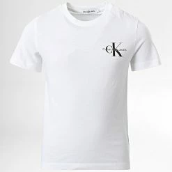 Coupon 🤩 Tee 👕 Shirt Enfant Chest Monogram 1231 Blanc de Calvin Klein 🔔