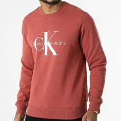 De gros 🔥 Sweat Crewneck Seasonal Monogram 0903 Rouge Brique de Calvin Klein 😀