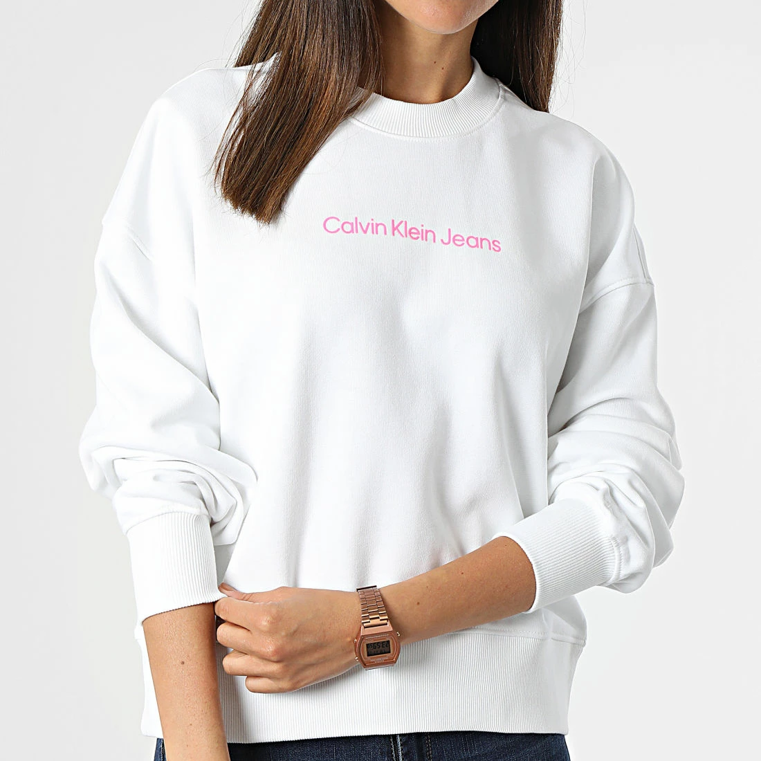 Bon marché 🌟 Sweat Crewneck Femme 8985 Blanc de Calvin Klein 🔔 1 Bon marché 🌟 Sweat Crewneck Femme 8985 Blanc de Calvin Klein 🔔