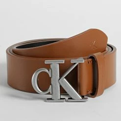 Bon marché 🥰 Ceinture Round Mono Plaque 9532 Marron de Calvin Klein 💯