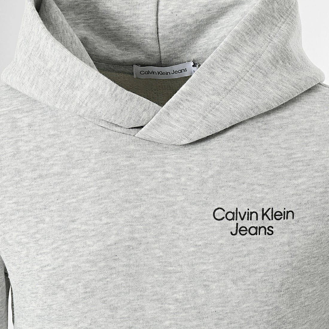 Budget 😍 Sweat Capuche Enfant Stack Logo 1293 Gris Chiné de Calvin Klein 🎁 2 Budget 😍 Sweat Capuche Enfant Stack Logo 1293 Gris Chiné de Calvin Klein 🎁 – Image 2