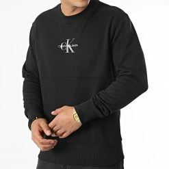 Meilleur prix 🎁 Sweat Crewneck Monologo 0837 Noir de Calvin Klein 🌟 -Calvin Klein Soldes Magasin calvin klein 320097 J30J320837 BEH 20220524T141106 03