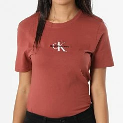 Meilleur prix 🛒 Tee 👚 Shirt Femme 9135 Rouge Brique de Calvin Klein ✨ -Calvin Klein Soldes Magasin calvin klein 320524 J20J219135 XLN 20220531T150223 03