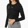 Coupon 😉 Tee 👕 Shirt Manches Longues Femme Crop 9917 Noir de Calvin Klein 🤩