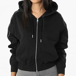 Tout neuf 🔥 Sweat Capuche Zippé Femme A Bandes 8981 Noir de Calvin Klein ✨ -Calvin Klein Soldes Magasin calvin klein 321157 J20J218981 BEH 20220531T145840 03