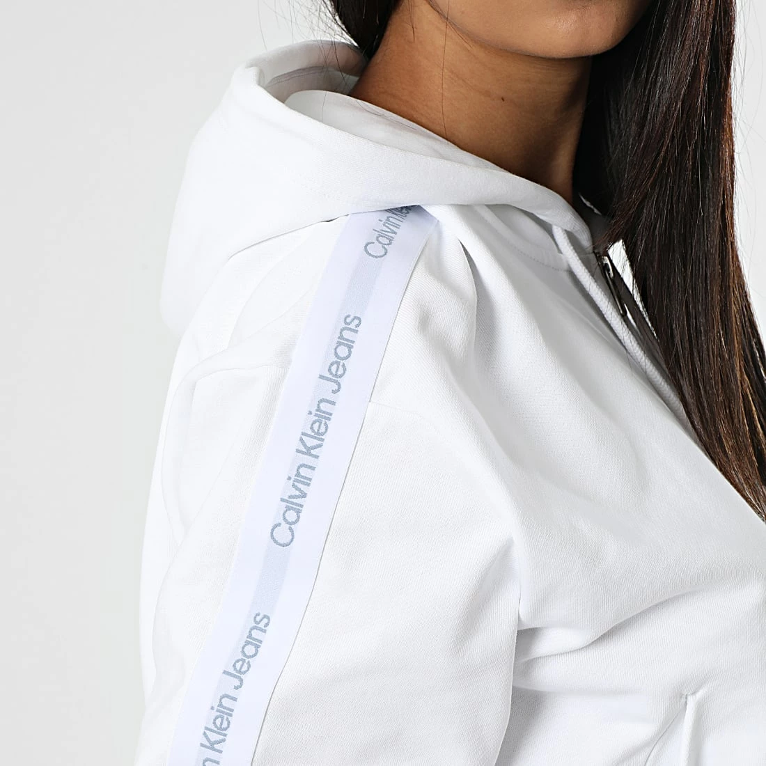 De gros 🔥 Sweat Capuche Zippé Femme A Bandes 8981 Blanc de Calvin Klein 🌟 2 De gros 🔥 Sweat Capuche Zippé Femme A Bandes 8981 Blanc de Calvin Klein 🌟 – Image 2