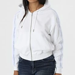 De gros 🔥 Sweat Capuche Zippé Femme A Bandes 8981 Blanc de Calvin Klein 🌟 6 De gros 🔥 Sweat Capuche Zippé Femme A Bandes 8981 Blanc de Calvin Klein 🌟 -Calvin Klein Soldes Magasin calvin klein 321161 J20J218981 YAF 20220530T161931 03