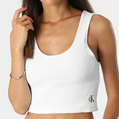Le moins cher ⭐ Débardeur Femme Crop 9659 Blanc de Calvin Klein 😍
