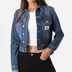 Budget 🥰 Veste Jean Femme Crop 9209 Bleu Denim de Calvin Klein 🔥