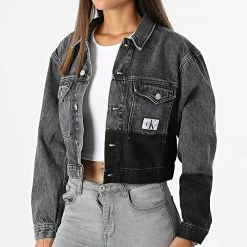 Offres ✔️ Veste Jean Femme Crop 9211 Gris de Calvin Klein 😀