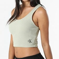 Coupon 😀 Débardeur Femme 9659 Vert Kaki de Calvin Klein 👏