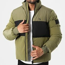Acheter ⭐ Doudoune Colorblock Non Down 0928 Vert Kaki Noir de Calvin Klein 🔔