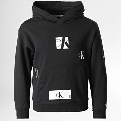 Top 10 ⌛ Sweat Capuche Enfant Multi Logo 1300 Noir de Calvin Klein 💯
